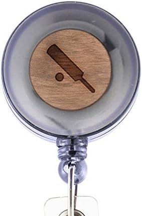 MODERN GOODS SHOP Cricket Id Badge Holder - Wooden ID Holder - Laser Engraved Design Custom ID Holder - Clip On Belt/Pocket Retractable ID Badge Holder