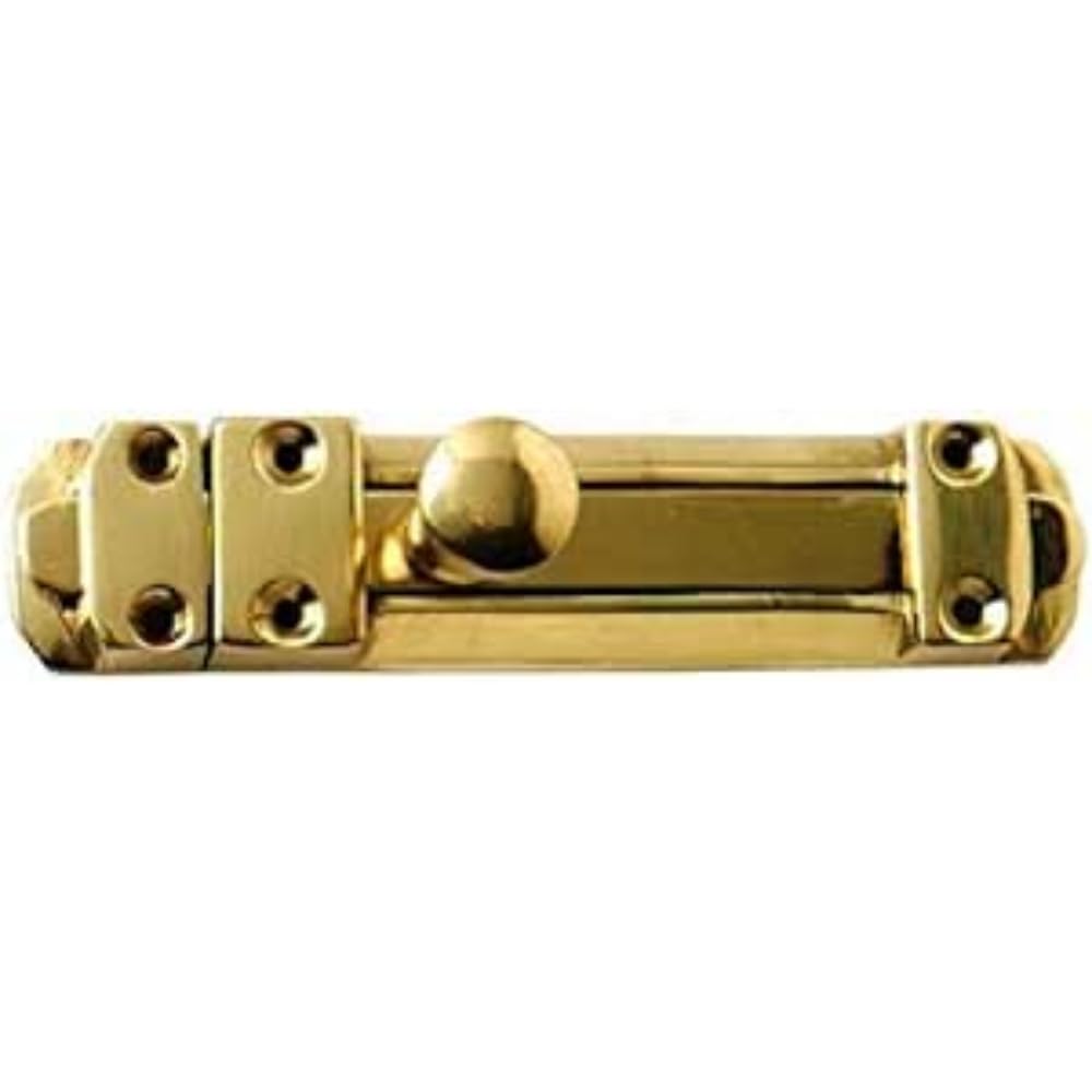 Merriway BH02590 Tower Surface Slide Door Bolt, 150mm (6 inch) - Polished Brass