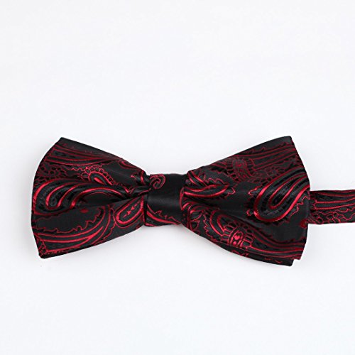 DBC3B01K Black Fuchsia Patterned Winter For Boyfriend Woven Microfiber Pre-tied Bow Tie Hanky Cufflinks Manufacturers By Dan Smith