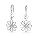 Double Flower CZ Daisy Sterling Silver Dangle Earrings