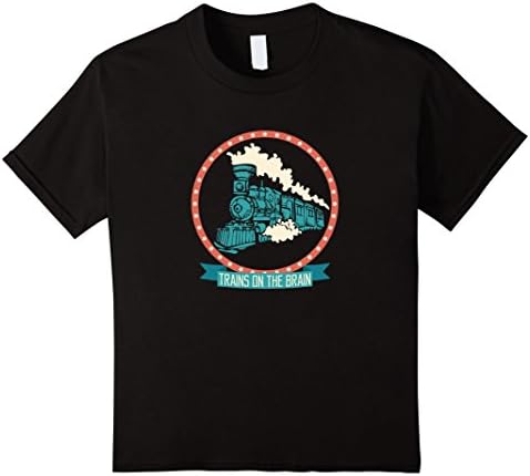 Kids Trains on the Brain T-Shirt Engineer Locomotive Trainspotter 4 Black