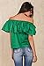 Simplee Apparel Womens Off the Shoulder Ruffle Cotton Crop Top Tube Blouse, Green, One Size