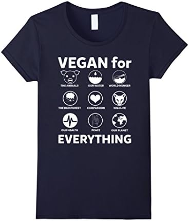 Women's VEGAN FOR EVERYTHING T SHIRT Medium Navy
