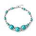 SODIAL(R) Tibet Silver Turquoise Beads Lobster Clasp Bracelet Chain HOT