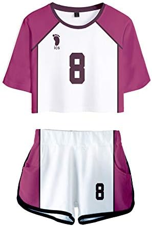 白鳥沢学園高校 全員あり 8番 WS 五色工（ごしき つとむ） コスプレ ユニフォーム 仮装 上下セット バレーボール 服装 衣装 スポーツ ジャージ レディース 女性用 コミケー ジム ハロウィン コスプレ コスチューム 大人 成人 M