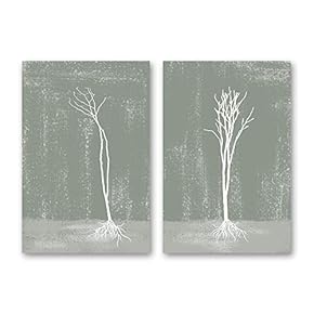 Canvas Wall Art Abstract Trees Pop-up Painting Artwork for Home Prints Framed - 16"x24" x 2 Panels