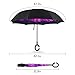 Ylovetoys Double Layer Inverted Umbrella with C-Shaped Handle, Windproof Car Open Folding Reverse Umbrella UV Protection Large Upside Down Straight Umbrella for Car Rain Outdoor (Purple Flower)