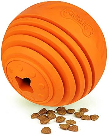 Interactive Dog Toy, LaRoo Pets Dog Snack Dispenser Interactive Dog Toy Dog Treat Dispensing Ball Feeder Toy Dog Chew Toy Dog Ball for Medium Dogs (Oranage)