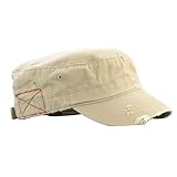 Mega Cap Cotton Distressed Washed Cadet Cap (Khaki)
