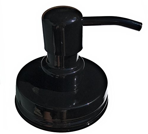 Regular Mouth Mason Jar Pump Top Sets for Soap or Lotion. Each Food Grade DIY Kit Includes 100% Rust Proof Jar Lid and Pump, Collar Ring, and Extra Long 9 Inch Straw and Leakproof Gasket (2, Black)