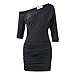 Anxihanee Women's Sexy Off Shoulder Party Club Ruched Bodycon Mini Dress (L, Black)