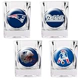 New England Patriots 4 Piece Shot Glass Set w/Individual Logos