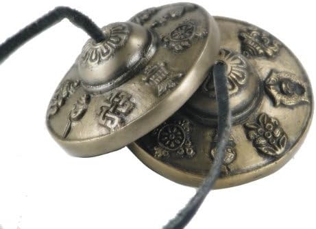 FigoFigo Inc ® Tingsha Tibetan Bell Chimes Buddhist Lucky 8 Symbols Medium Size