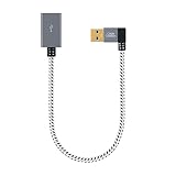 CableCreation Short (1ft) USB3.0 Extension Cable, Left Angle USB 3.0 Male to Female Extension Cable USB 3.0 Extender Cord, 90 Degree USB A-Male to A-Female Space Gray Aluminum