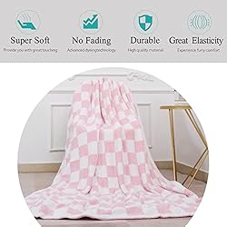 GCQC Checkered Throw Blanket, Knitted Checkerboard