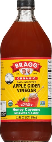 BRAGG ORGANIC APPLE CIDER VINEGAR HONEY CAYENNE WELLNESS CLEANSE WITH THE MOTHER – 32 FL OZ – RAW AND UNFILTERED