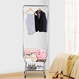 Rolling Laundry Cart Organizer w/Storage Basket