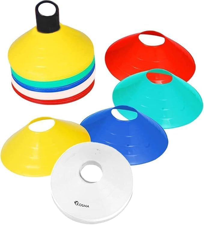 Kosma 50 Pack Sports Training Cones with Carry Stand, Agility Marker Set, Multi-Color
