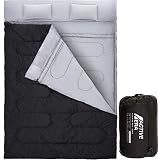 Active Era Double Sleeping Bag - Water Resistant and Lightweight Queen Size with 2 Pillows & Compression Bag, Converts into 2 Singles - 3 Seasons 32F, Perfect for Camping, Hiking, Outdoors & Travel