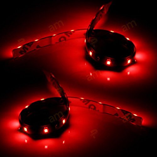 Partsam 2pcs Car Interior Under Dash Floor Decorative LED Lights Strip Red 2 x 12 15LED - Thumbnail 7