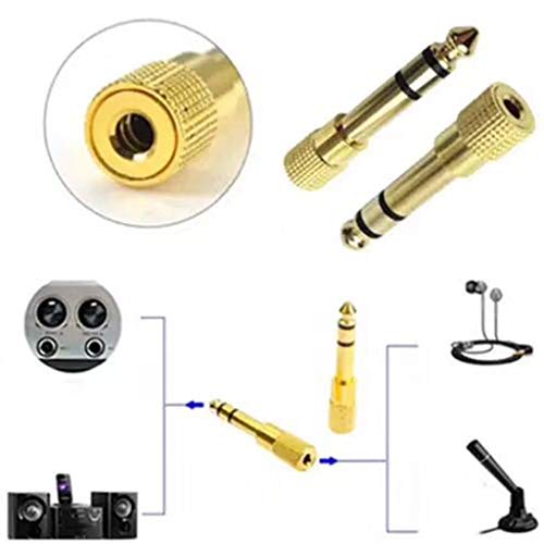 QUICATCH 3.5mm to 6.5mm Female Male Headphone Stereo Audio Jack Adapter Plug Converter (Gold) - Thumbnail 2