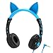 iClever [Upgrade] HS01 Kids Headphones with Mic, Cat Ear Hello Kitty Headphones for Kids Boys Girls, Adjustable 85/94dB Volume Limit, Childrens Headphones for School/Tablet, Blue