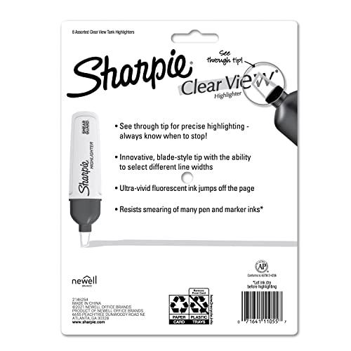 SHARPIE Highlighter, Clear View Highlighter with SeeThrough Chisel Tip