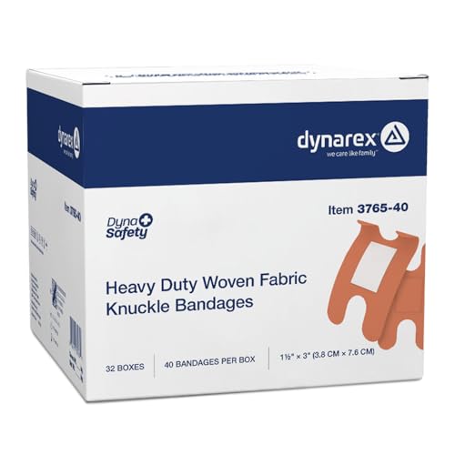 Dynarex Sterile Adhesive Heavy Duty Woven Fabric Bandages - 1.5" x 3", Knuckle…
