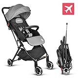 besrey Baby Stroller Pram Baby Carriage Reclining Seat for Airplane Compartment - Gray