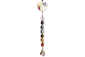 FMELUT Tree of Life 7 Chakra Stones Dream Catchers Healing Crystals Gifts Feng Shui Witchy Room Decor for Women Hangings for Curtain Cars