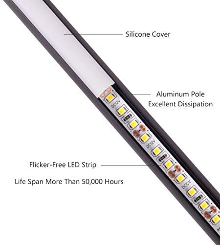 LED Floor Lamp Bedroom Modern Standing lamp with Remote Control dimmable Night Lights Corner Light for Living Room, 18W 1450lm