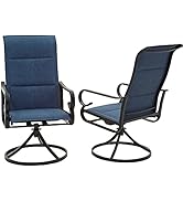 LOKATSE HOME 2 Pieces Outdoor Bistro Furniture Patio Dining Set Metal Swivel Single Chairs, Blue