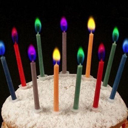 BC Colorflame Birthday Candles with Colored Flames (12 per Box) [Kitchen]