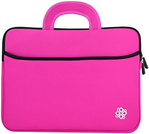 Google Chromebook Sleeve Case, KOZMICC 11.6" - 12" Inch Neoprene Google Chromebook Sleeve Bag (Pink/Black) w/Handle for HP, Lenovo, Asus, Haier, Hisense, Dell, Acer, Samsung Chromebooks