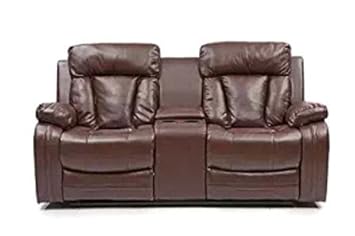 DOUBLE SEATED MANUAL RECLINER WITH CUPHOLDERS BY TYCHI (DARK BROWN