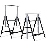 Goplus Folding Sawhorse Pair, 2-Pack Height Adjustable Saw Horses, Heavy Duty Portable Trestle, 440 lbs Weight Capacity Each