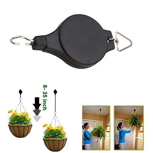 2X Retractable Pulley Hanging Basket Pull Down Hanger Garden Baskets Plant Pot