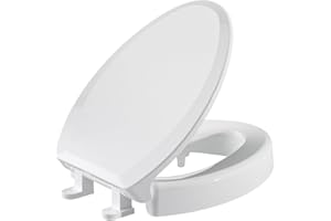 SAMODRA Raised Toilet Seat Riser, White, 3 Inch High Elevated Toilet Seat for Seniors, Soft Close, Easy Install & Clean