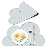 Silicone Kids Placemat - Reusable Travel Waterproof Placemat for Kids Portable Roll Up Non Slip Silicone Placemat (gray)