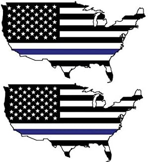 Support Police Law Enforcement - Made for Trucks and Cars - American Flag Thin Blue Line Magnet - 2 PACK