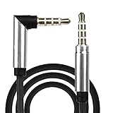 3.5mm Jack Elbow Male to Male Stereo Headphone Car Aux Audio Extension Cable ,Tuscom (Black)