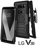 Celljoy Case compatible with LG V30, LG V30 Plus, LG V30+ [Ultra Rugged Hybrid] ((ShockProof)) Reinforced Bumper [Heavy Duty] Protection Kickstand [Locking Swivel Belt Clip Holster Combo] (Black)