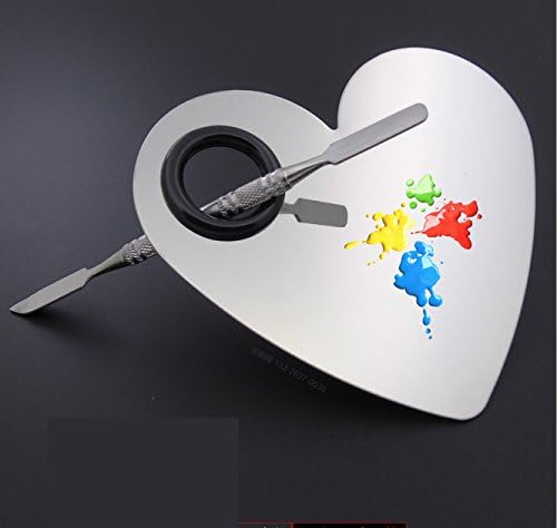 Practical Makeup Mixing Palette Blending Palettes Paint Color Mixing Palette with Spatula Tool For Nail Art, Make-up, Eye Shadow Dappen Dish Set Heart-shaped (Color : Silver)