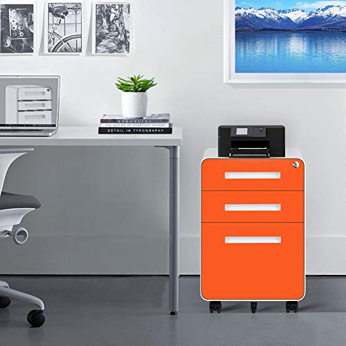 INTERGREAT 3 Drawer Filing with Wheels, Mobile Locking File