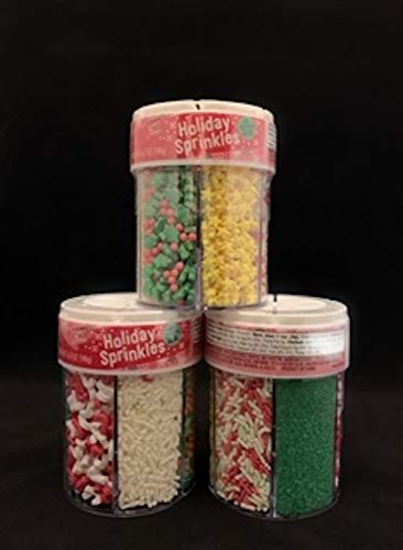 Bakers Corner Assorted Holiday Sprinkles for Christmas Cookie and all Baking Decorating 6 Cell Jar 6.7 oz
