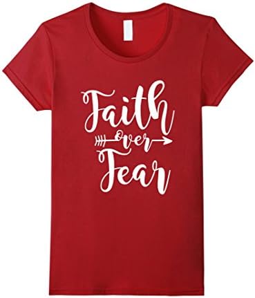 Womens Women's Faith over Fear White Quote T-Shirts Large Cranberry
