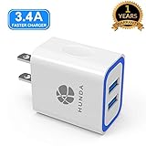 Dual USB Wall Charger, 2-Ports 17W Wall Charger Adapter 3.4A Portable Travel Home Charger Plug DC 100-240V Outlet USB Charger for iPhone iPad Samsung LG Nexus HTC and More(White)