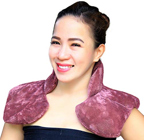 Shoulder & Neck Wrap Microwavable Heat Pad & Cooling Pad Therapy for Migraine Relief Stiff Neck Muscle Pain Arthritis Minor Injuries Hot or Cold Pack to Reduce Swelling & for Stress Relief (Maroon)
