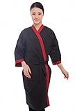 Salon Client Gown Robes Cape, Hair Salon Smock for Clients- Kimono Style - Red Trim