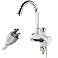 TINTON LIFE Rotatable Bathroom Kitchen Heating Tap Water Faucet 110V Tankless Electric Hot Water Heater Faucet with LED Digital Display (Big Below Inflow)